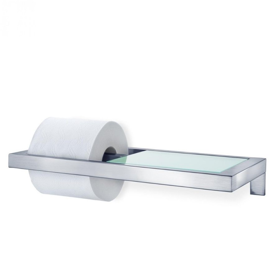 Držiak na toaletný papier so sklenenou poličkou MENOTO | matný nerez