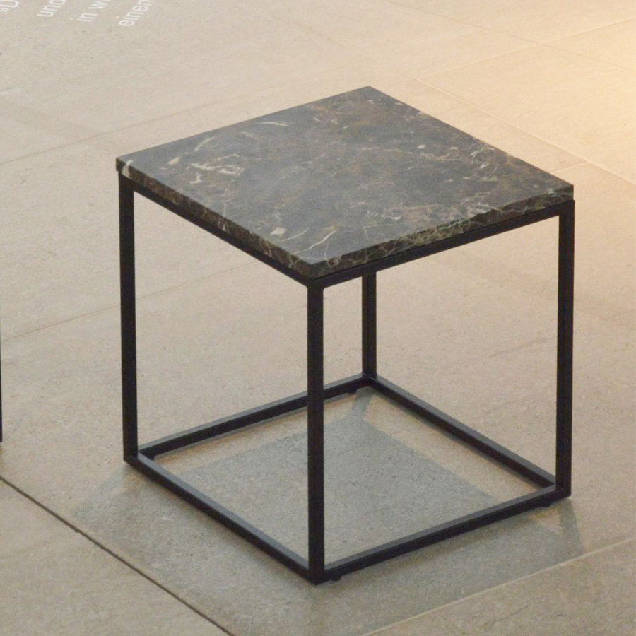 Mramorový príručný stolík PINO | emperador | 42 cm | biela podnož