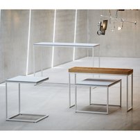 Konferenčný stôl BETON | 80×80 cm » biela podnož