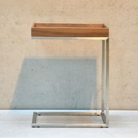 Príručný stôl PIZZO | orech | sivá podnož