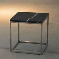 Mramorový príručný stolík PINO | marquina | 42 cm | nerezová podnož